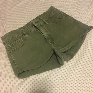 American Eagle green denim shorts